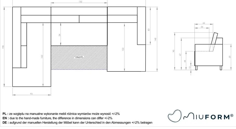 Tyrkysovomodrá zamatová rozkladacia pohovka do "U" Miuform Stylish Stan, ľavý roh