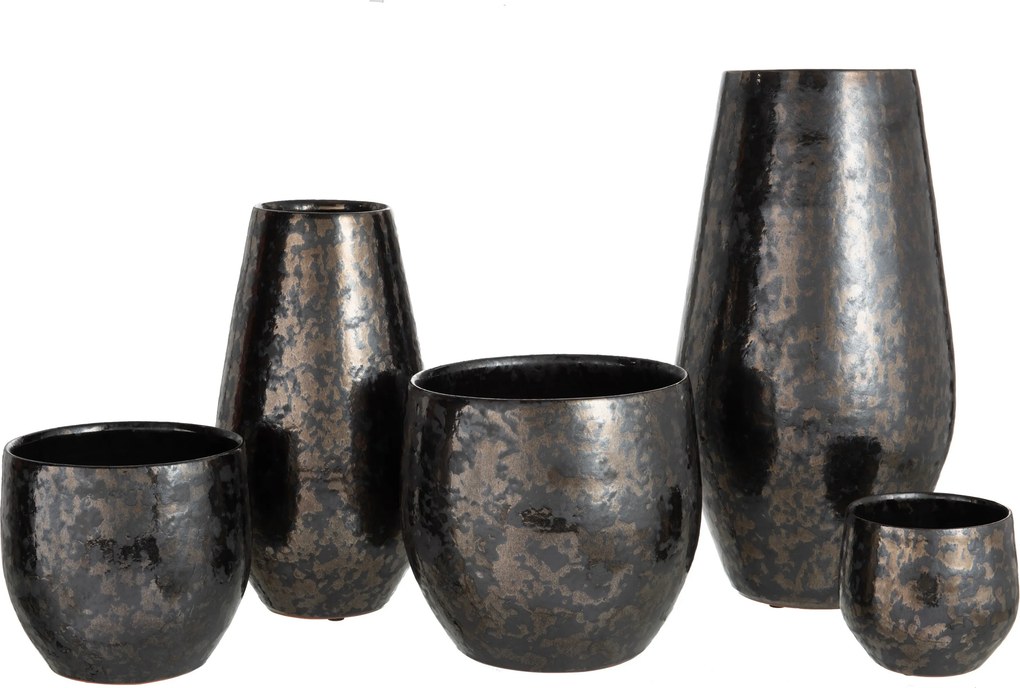 Dymovo-strieborný antik keramický kvetináč Smokey - Ø 18*18cm