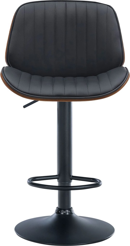 Barová stolička Nova - koženka, čierny rám - Orech / čierna