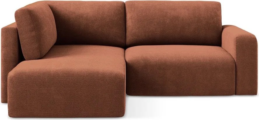 Ženilková rozkladacia/s úložným priestorom rohová pohovka v terakotovej farbe (ľavý roh/do L) Kona – Makamii