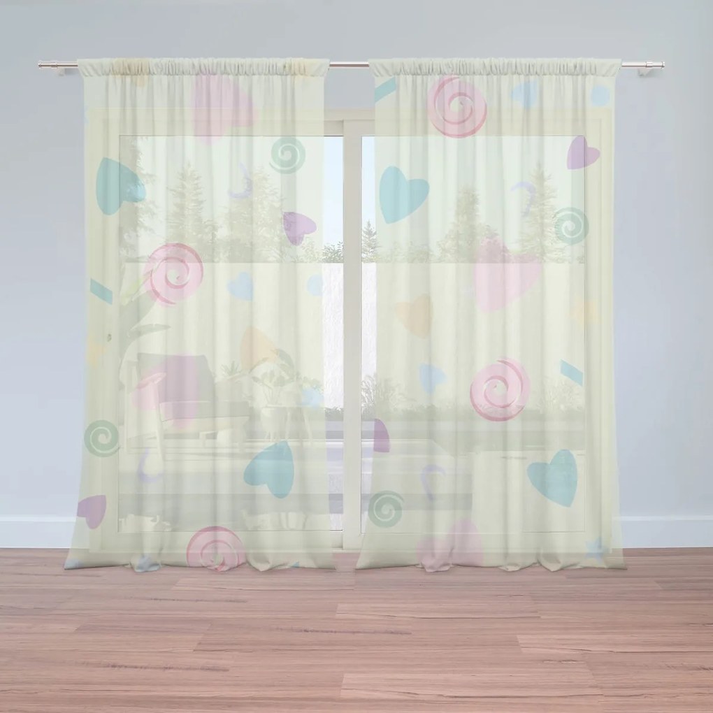 Sablio Záclony Srdiečka a špirály XL: 2ks 150x250cm