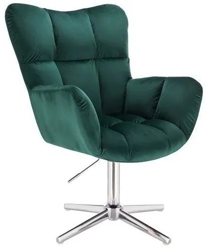 LuxuryForm DESIGN Otočné kreslo AURORA VELUR na striebornom kríži - zelené