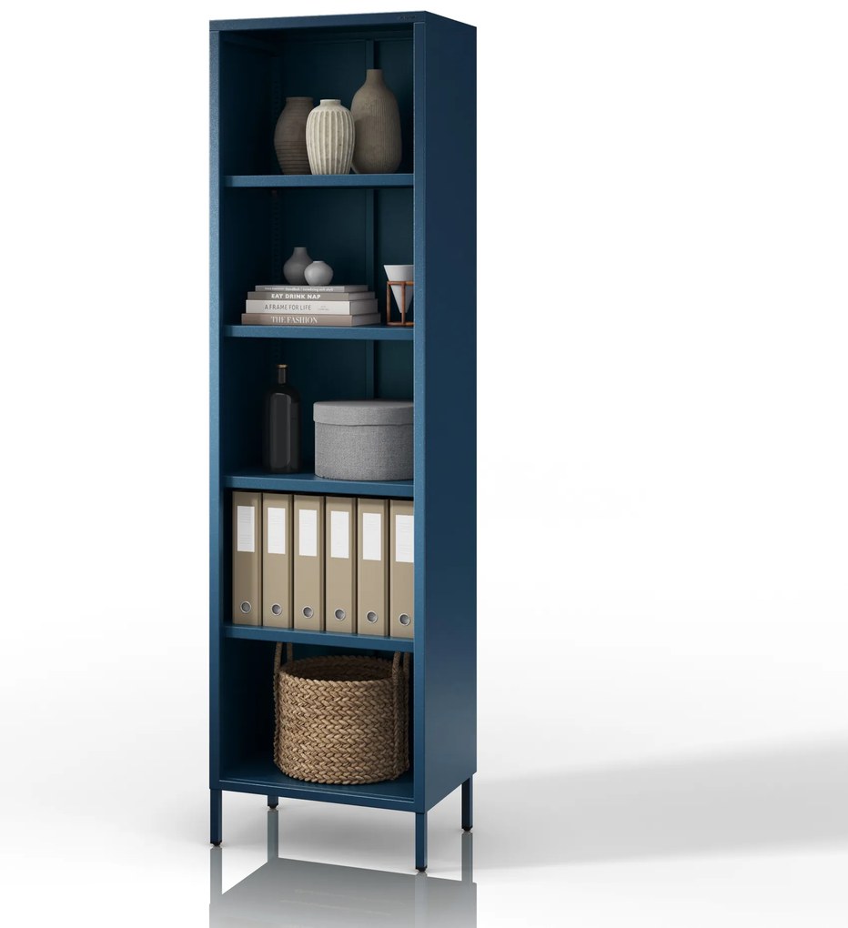 Knižnica do obývačky MARIO, 500 x 1800 x 350 mm, Modern: tmavomodrá farba