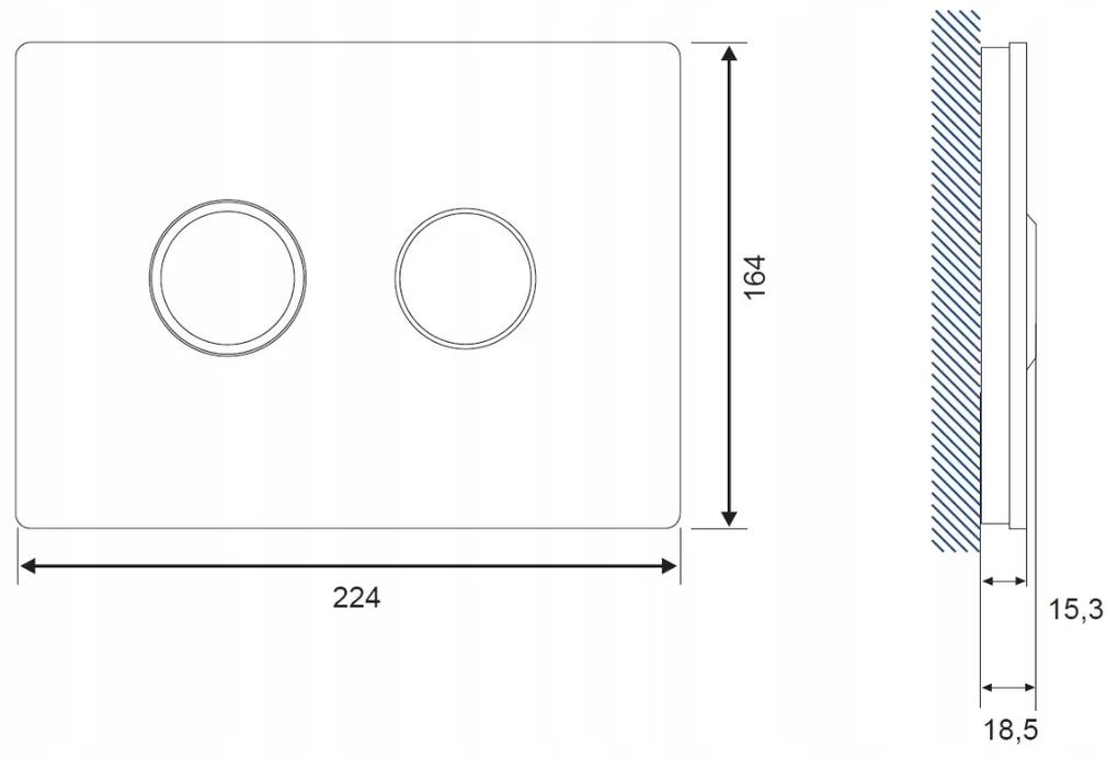 Cersanit Accento Circle, pneumatické splachovacie tlačidlo, čierne sklo, S97-053
