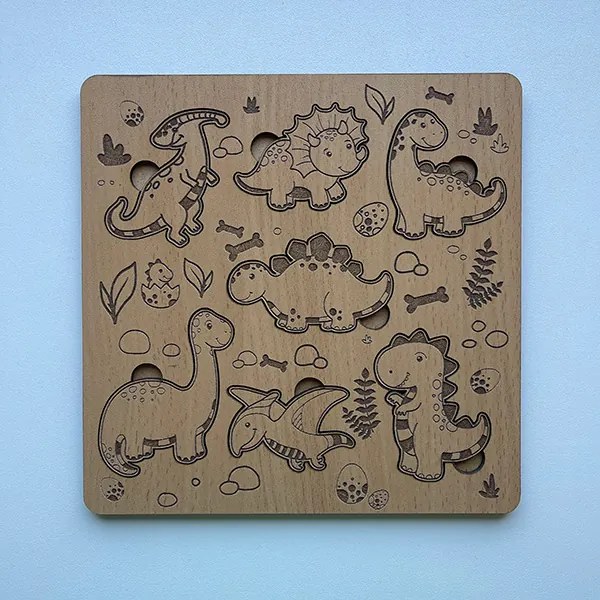 Drevené detské puzzle - Dinosaury - Buk