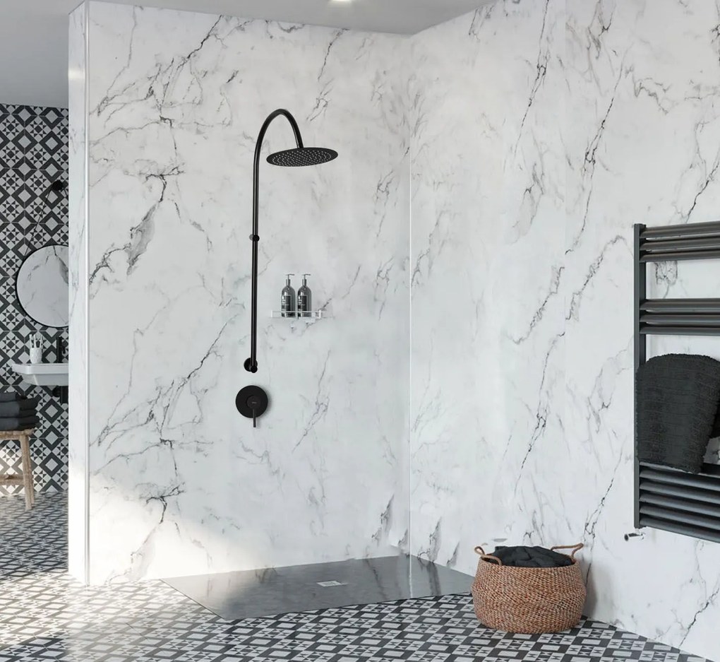 Rea Lugano - Podomietkový sprchový set + box P9301 - komplet, čierna matná, REA-P9301