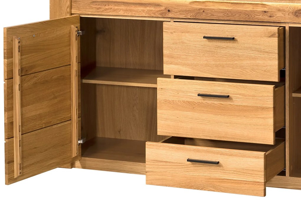 Komoda Velvet II 47 181 cm z masivu s LED osvětlením dub přírodní