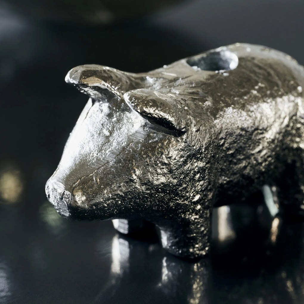 House Doctor Kovový svietnik Pig Antique Silver