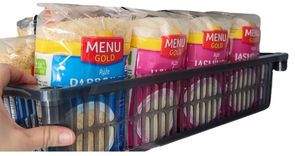 Úložný kôš, box a organizér extra hlboký 50 cm x 20 cm INVA, sivý