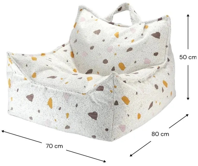 Biely detský sedací vak z textílie buklé/ženilkový Terrazzo Chair – Wigiwama