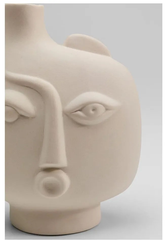 Béžová keramická ručne maľovaná váza Spherical Face – Kare Design