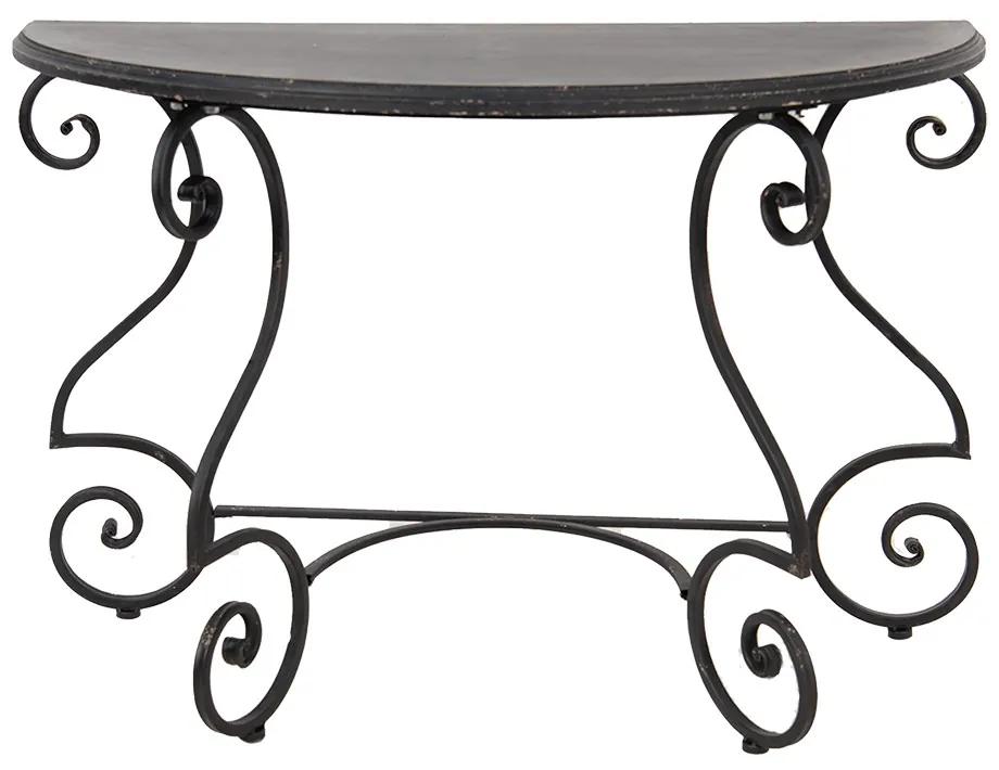 Čierny antik kovový romantický stôl k stene Veneo - 117*56*79 cm