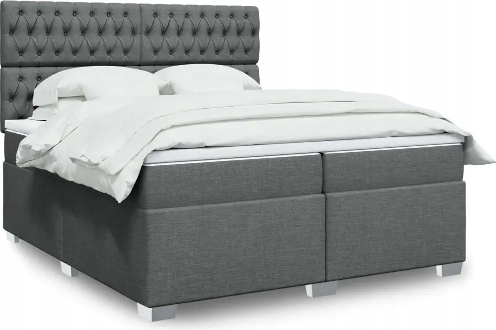 vidaXL Boxspring posteľ s matracom tmavosivá 200x200 cm látka