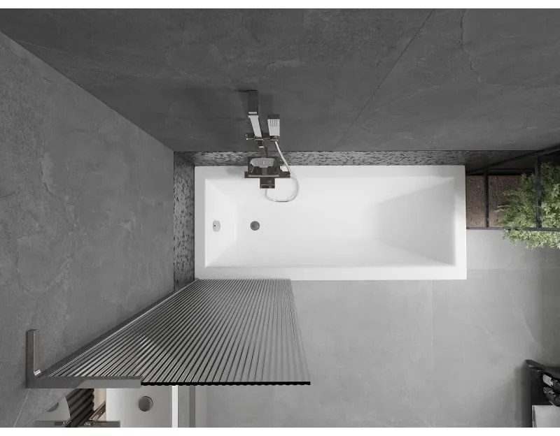 Mexen Next L, 1-krídlová vaňová zástena 60 x 150 cm, 6mm sklo s rebrovým vzorom, chrómový profil, 895-060-000-03-09-01