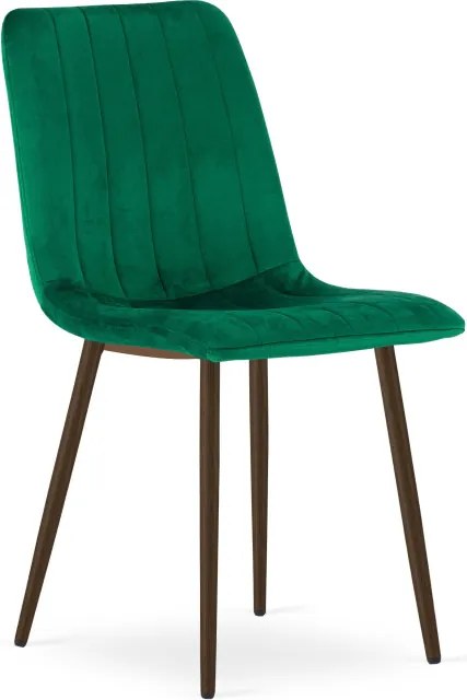 Jedálenská stolička LAVA zamatová, zelená / tmavohnedé nohy