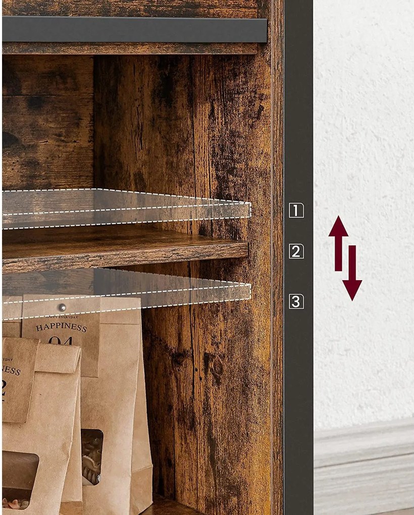 Príborník, Jedálenská skrinka, s posuvnými dvierkami, 33 x 100 x 80 cm, rustikálna hnedá