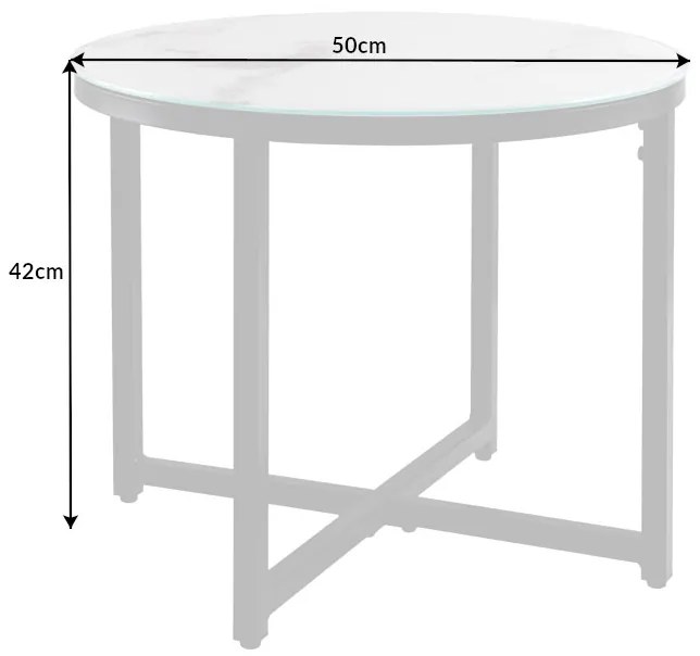 Dizajnový odkladací stolík Latrisha 50 cm biely - vzor mramor