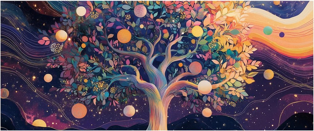 Obraz – Fialový strom plný energie (120x50 cm)