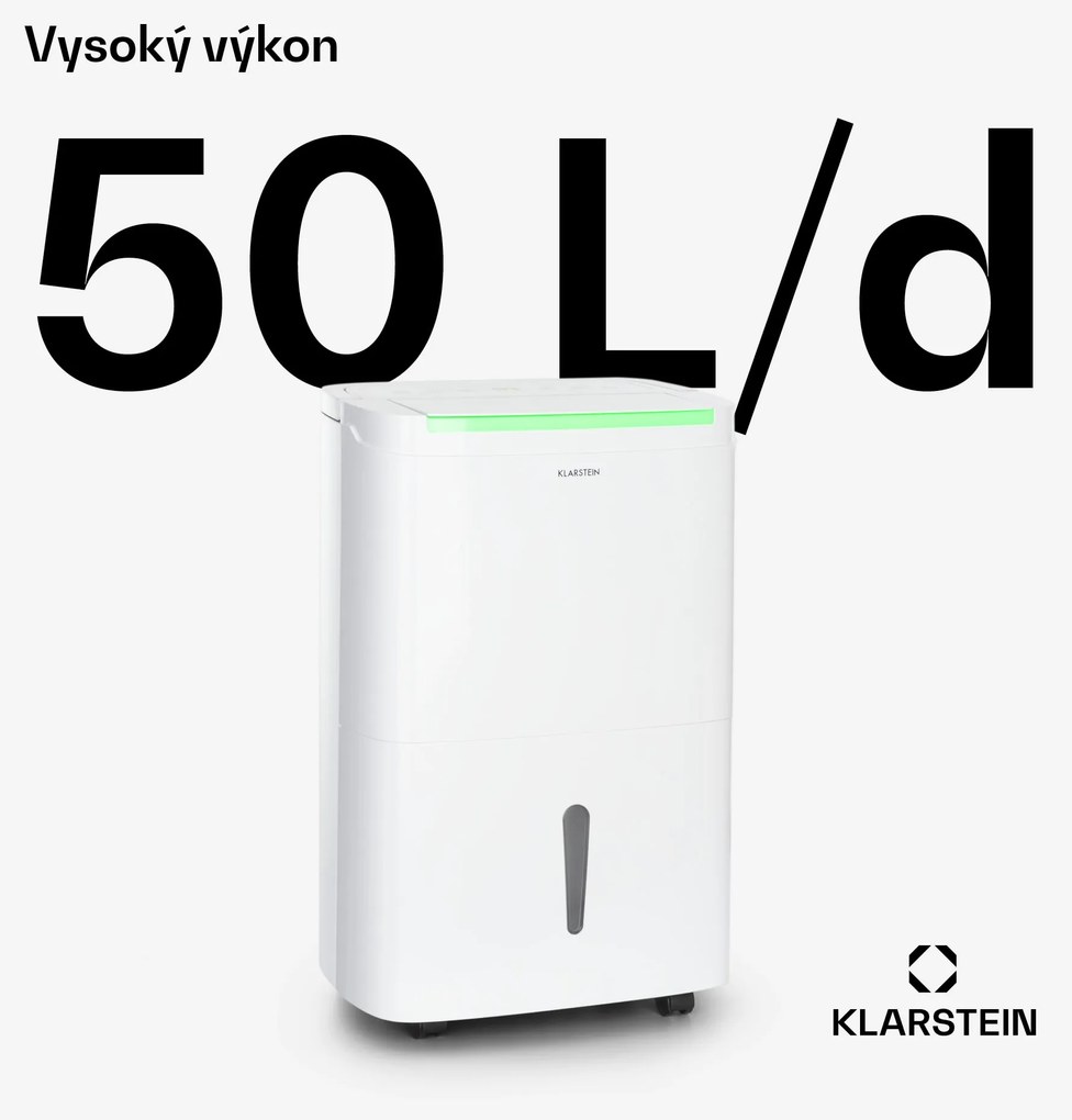 Klarstein DryFy Connect 50 Smart, Odvlhčovač vzduchu, WiFi, Kompresný, 50l / d, 45-55m², Biela