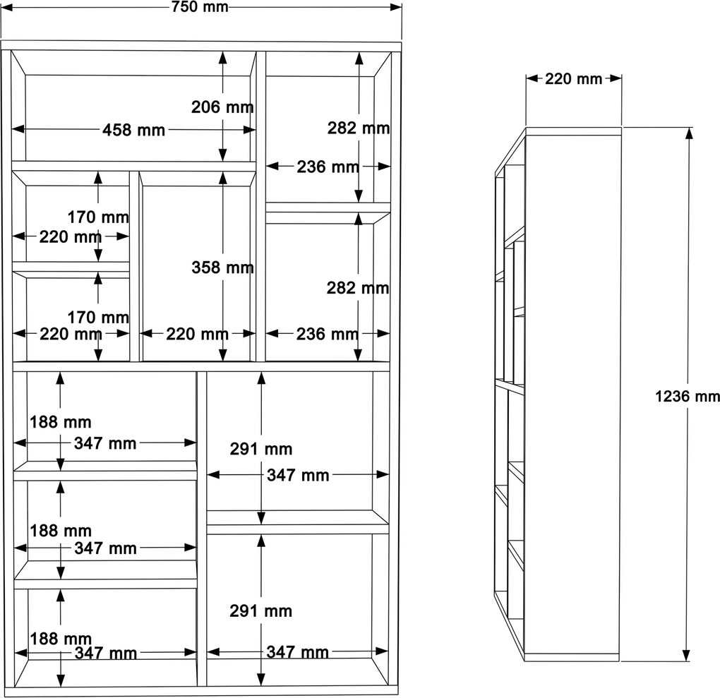 Knižnica Houseland Sia dub Castello/antracitovo sivá