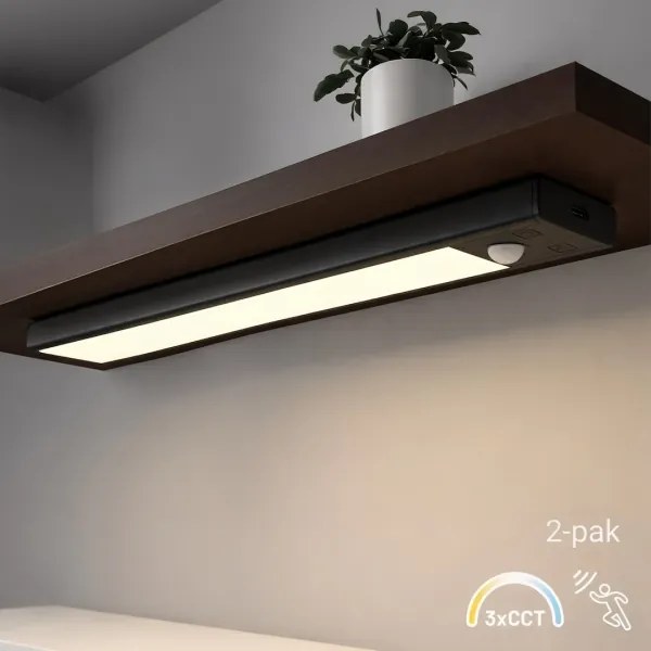 SADA 2x nabíjateľné LED nábytkové osvetlenie so senzorom VIRO LED/1,2W/800 mAh 30cm CCT čierna