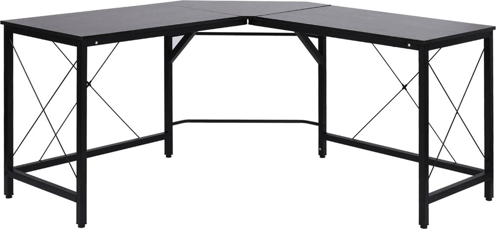 HOMCOM Počítačový Písací Stôl - Rohový Stôl L Tvarovaný - MDF Čierny 150 x 150 x 76 cm | Aosom