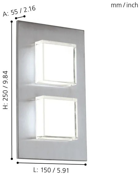 Eglo 93365 - LED nástenné svietidlo PIAS 2xLED-SMD/2,5W/230V