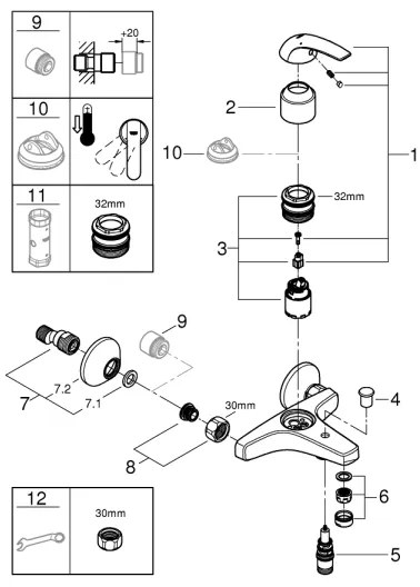 GROHE 23599000 - Vaňová batéria EUROSMART DN 15 lesklý chróm