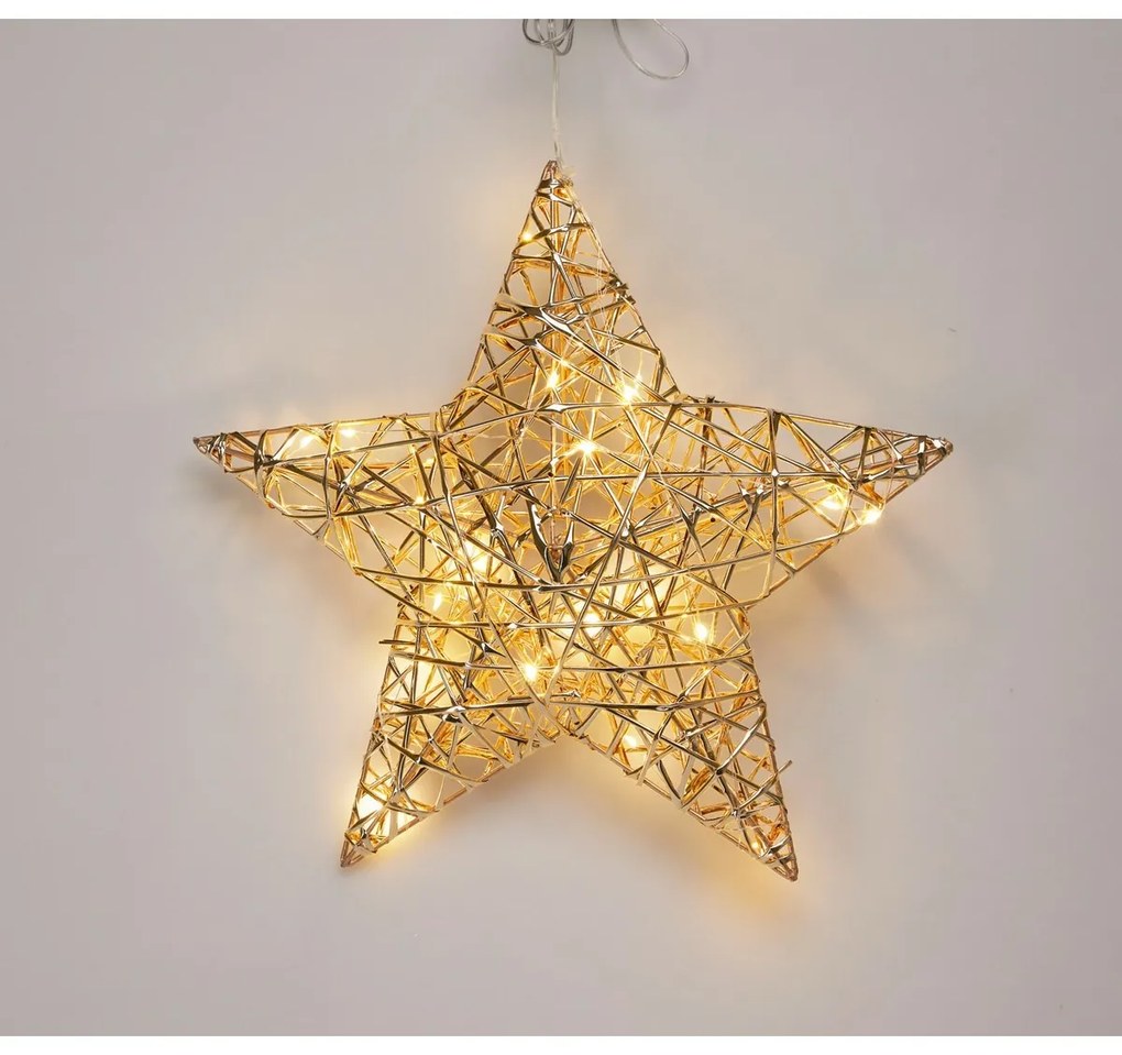 Vianočná svietiaca hviezda Champagne, 30 x 30 cm,20 mikro LED diód, napájaná batériami
