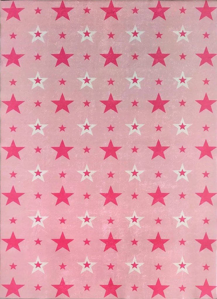 BE Koberec Porte 8461 PINK – ružový obdĺžnikový hviezdičky Rozmer: 160x220 cm
