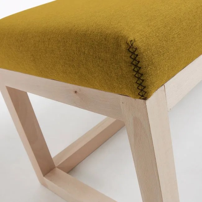 Masívna lavica LEVILLA 128 cm žltá materiál polyester, bukové drevo