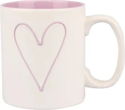 Hrnček Srdce 600 ml, biela/ružová%