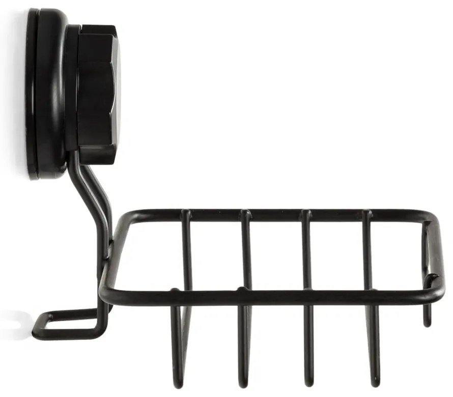 Čierny samodržiaci nástenný držiak na mydlo Compactor Bestlock Black Soap & Sponge Holder