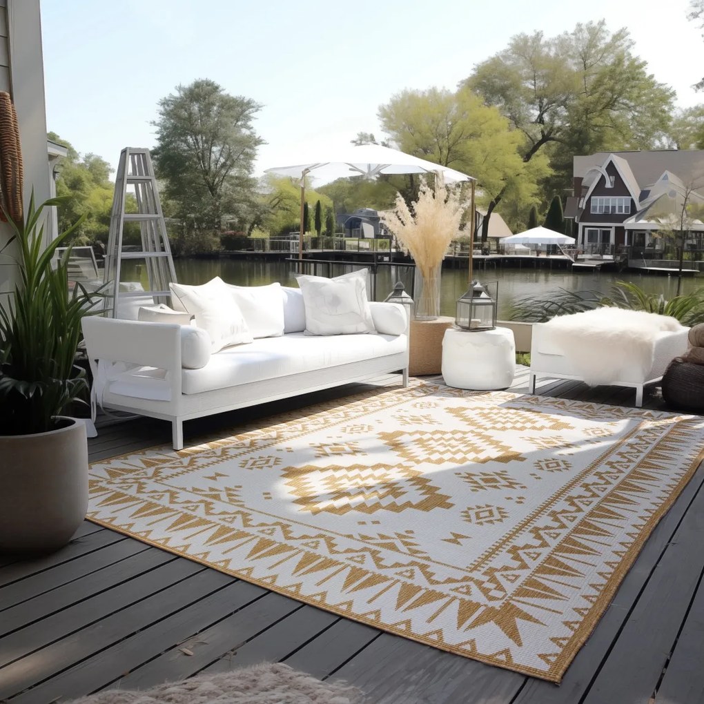 ELLE Decoration, Kusový koberec Gemini 106022 Ochre z kolekcie Elle – na von aj na doma, 80x150, žltá, chodba / predsieň