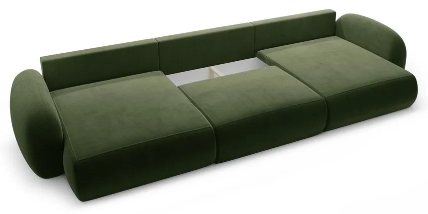 Zelená zamatová rozkladacia/s úložným priestorom rohová pohovka (do tvaru "U") Tonale – Cosmopolitan Design