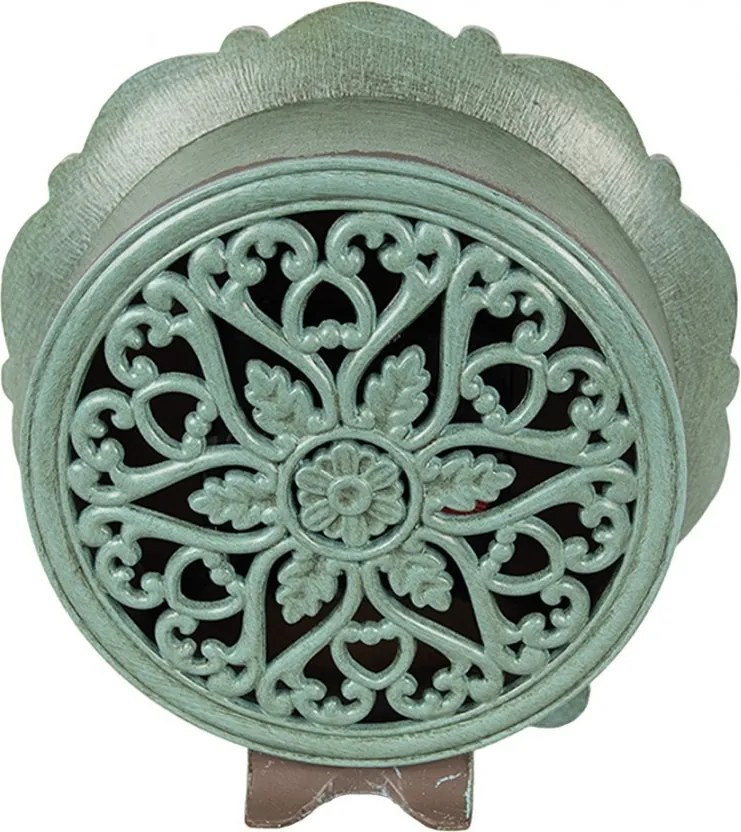 Zelené stolové hodiny v tvare kvetu Ville de Paris - 15*7*16 cm / 1*AA