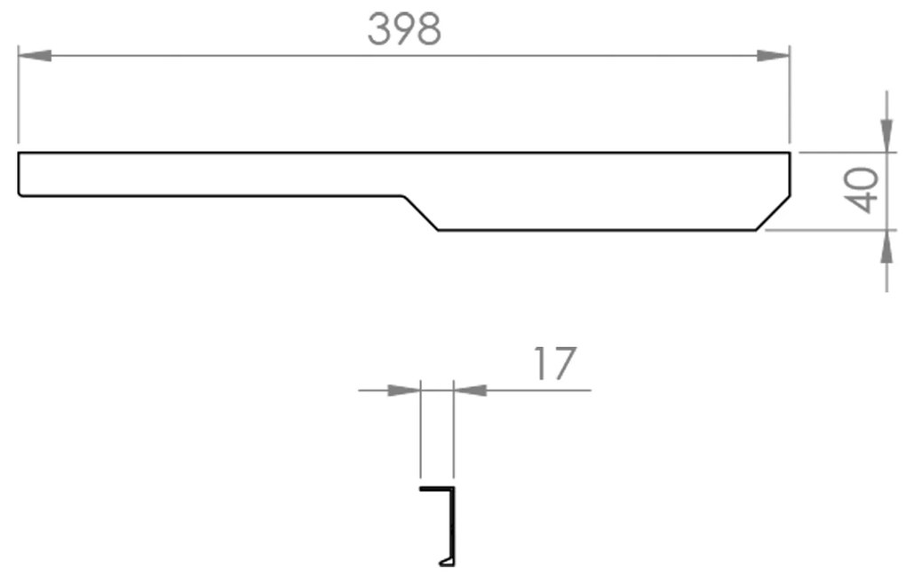 Elita Soho, úchyt na skrinku 40 cm 1 ks, zlatá lesklá, ELT-168651