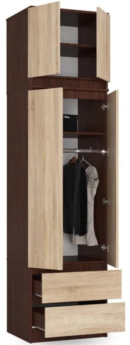 Skriňa s nadstavcom S 60 cm 2D 2SZ CLP wenge / sonoma