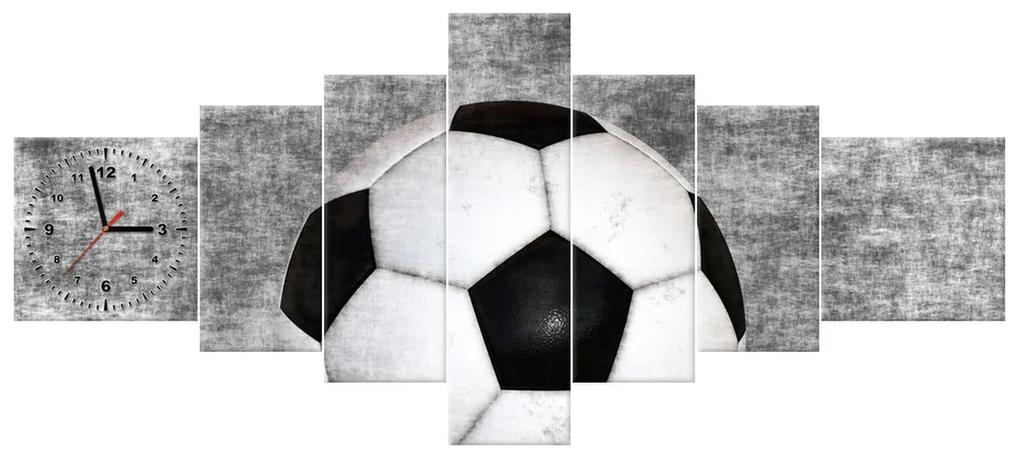 Gario Obraz s hodinami Futbalová lopta - 7 dielny Rozmery: 160 x 70 cm