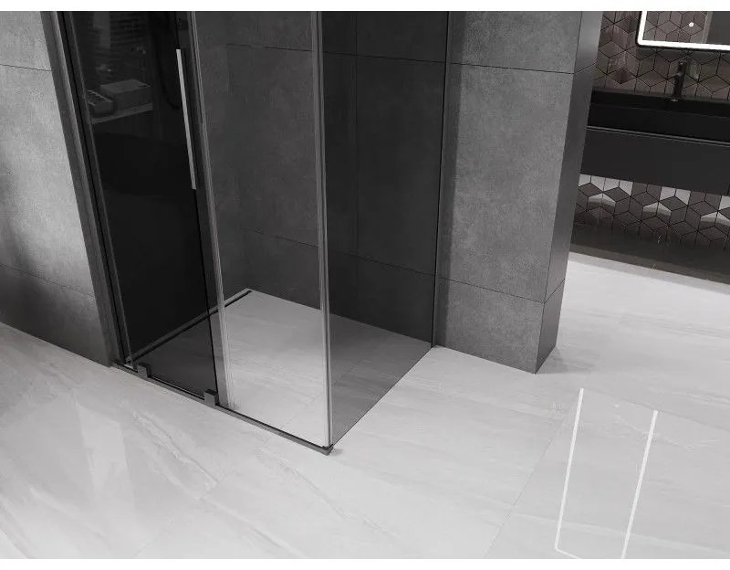 Mexen Velar, sprchový kút s posuvnými dverami 90 x 80 cm, 8mm šedé sklo, grafit brúsený, 871-090-080-41-66