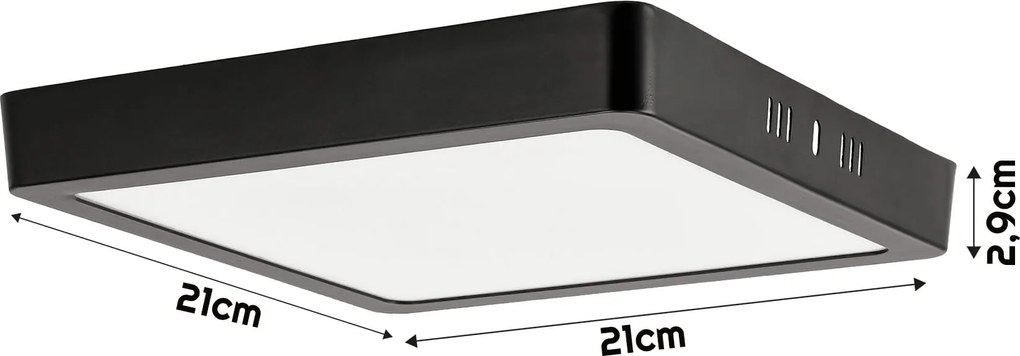 BERGE LED panel štvorcový povrchový čierny - MELA-S - 18W - 1440Lm - neutrálna biela
