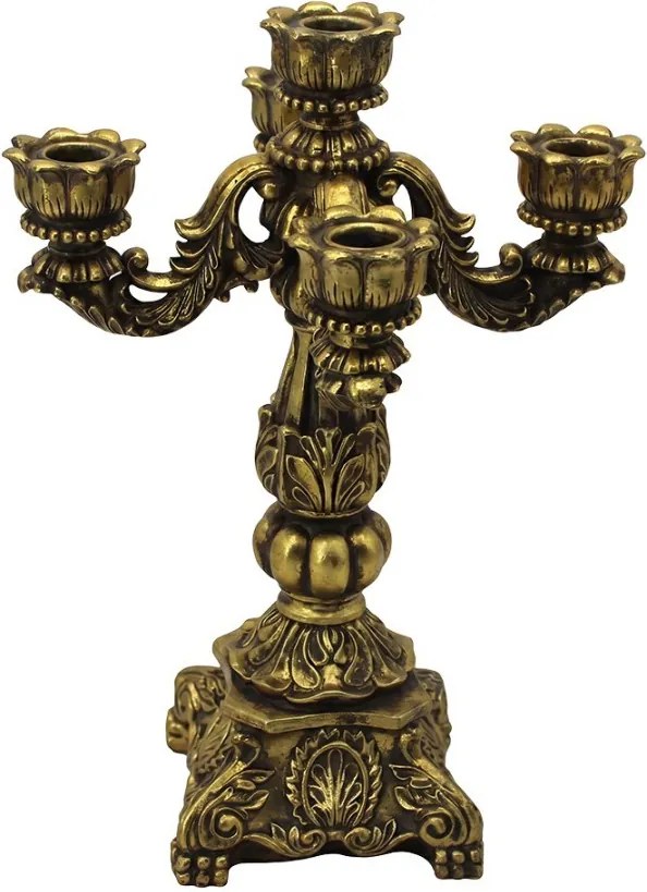Zlatý antik barokový svietnik na 5 úzkych sviečok Baroque - 24*24*34 cm
