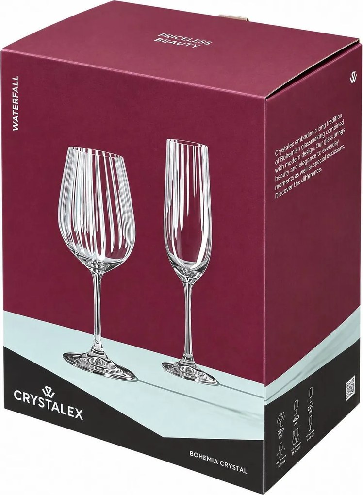 Crystalex poháre na sekt WATERFALL 190 ml 6 ks