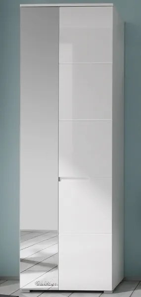 Skriňa so zrkadlom Spice, lesklá biela