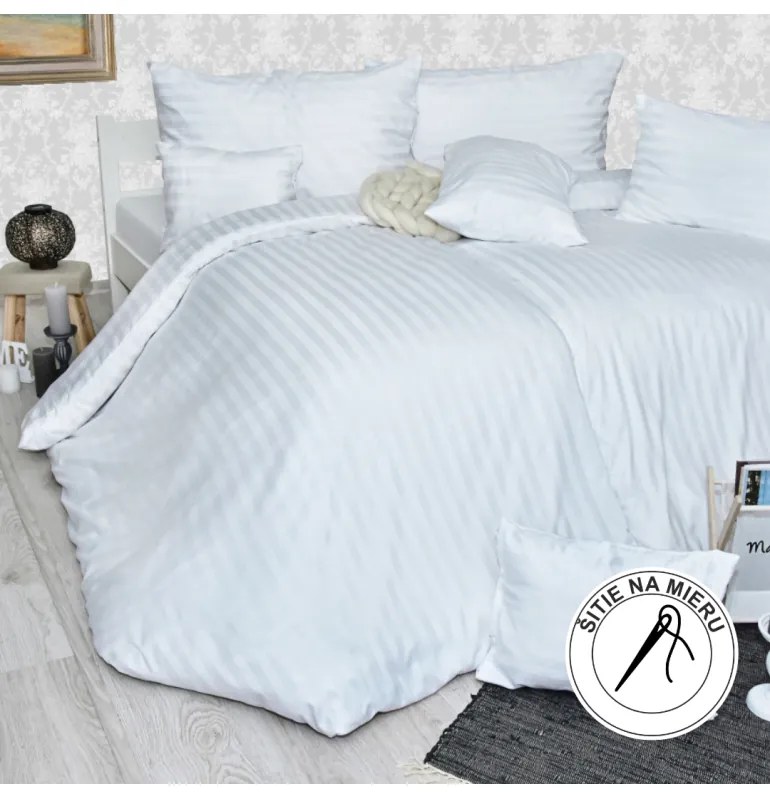 Obliečky damaškové biele EMI, Štandardný set jednolôžko obsahuje 1x 140x200 + 1x 70x90