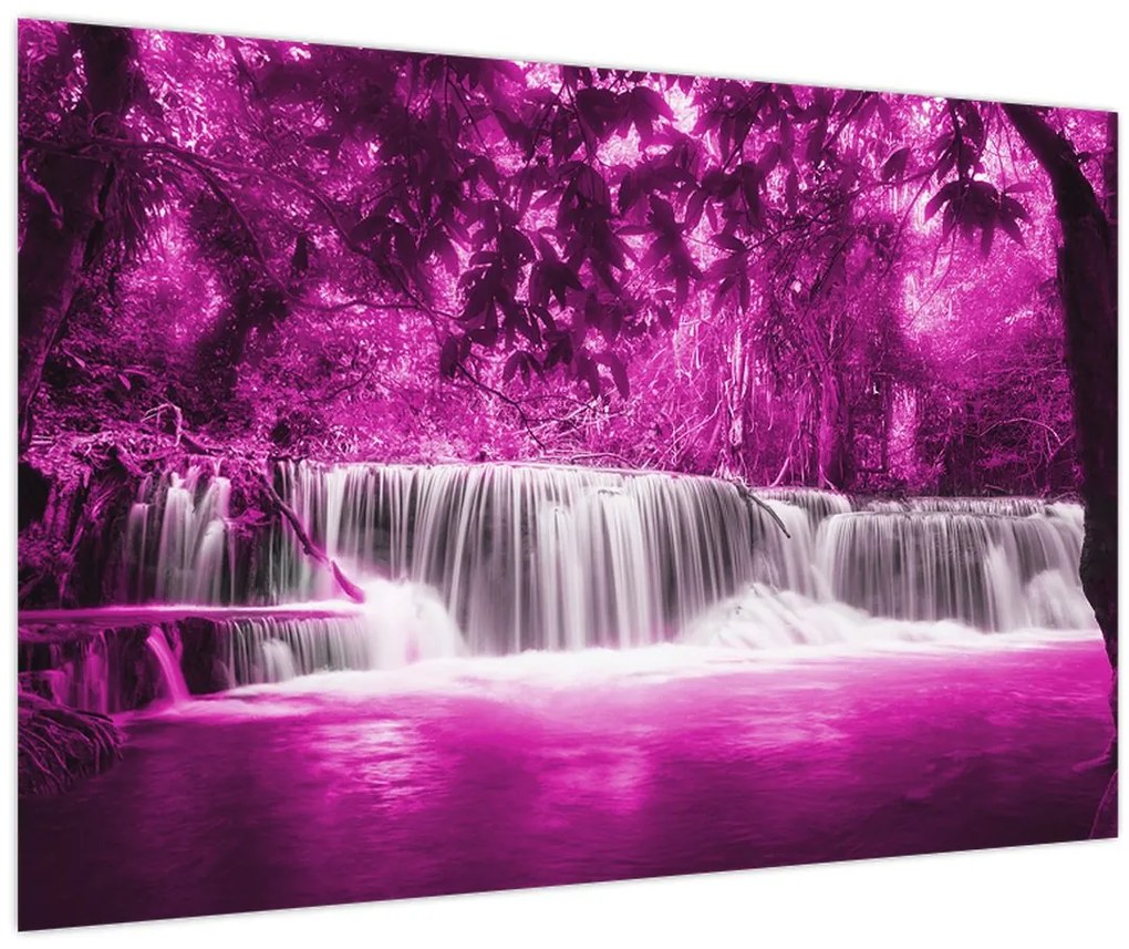 Obraz - fialový, vodopád (90x60 cm)