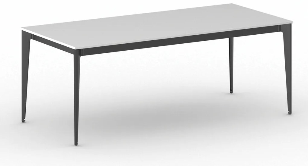 Rokovací kancelársky stôl PRIMO ACTION, 200x90 cm, čierna podnož, biela