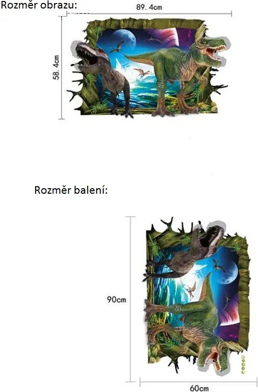 Veselá Stena Samolepka 3D Dinosaury útočia