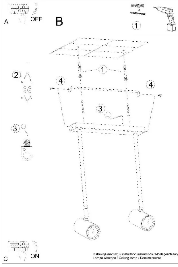 Čierne bodové svietidlo 10x30 cm Jones – Sollux