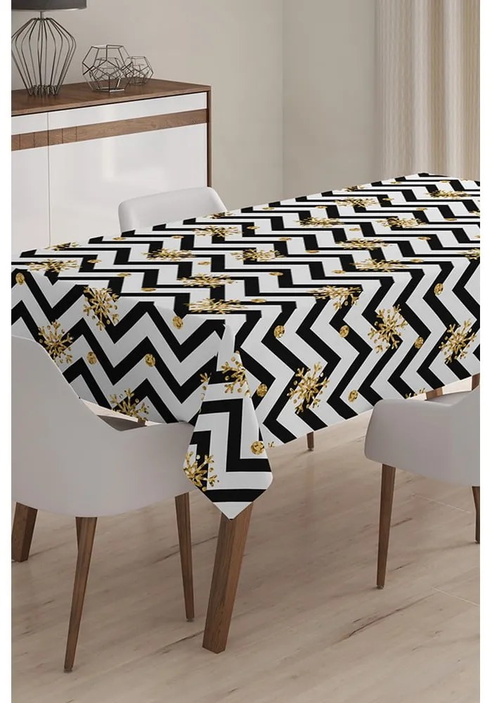 Vianočný obrus s prímesou bavlny Minimalist Cushion Covers Happy New Year, 140 x 180 cm